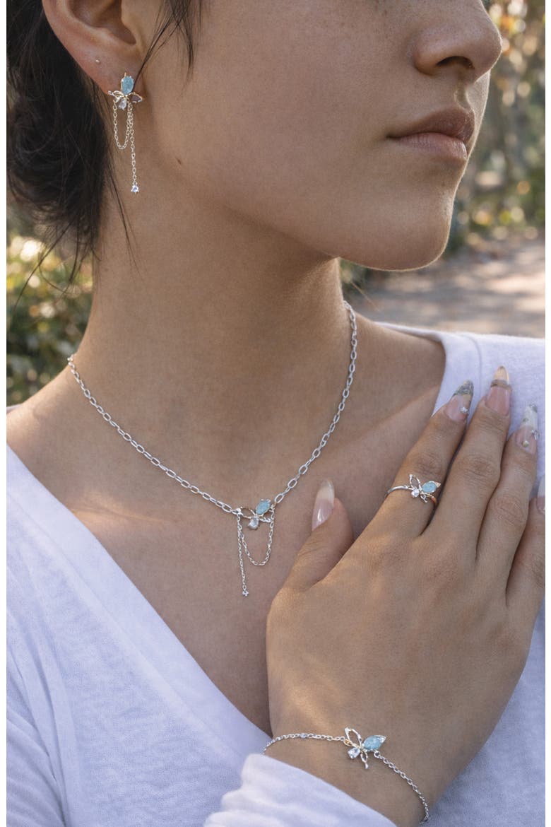 Flying Butterfly 4-Piece Jewelry Set, Alternate, color, SILVER