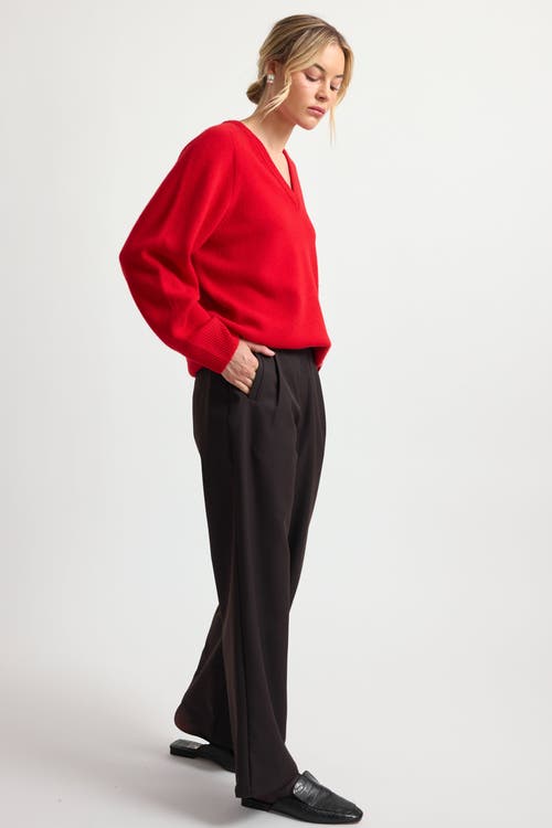 Almina Concept Wool V Neck Sweater In Red