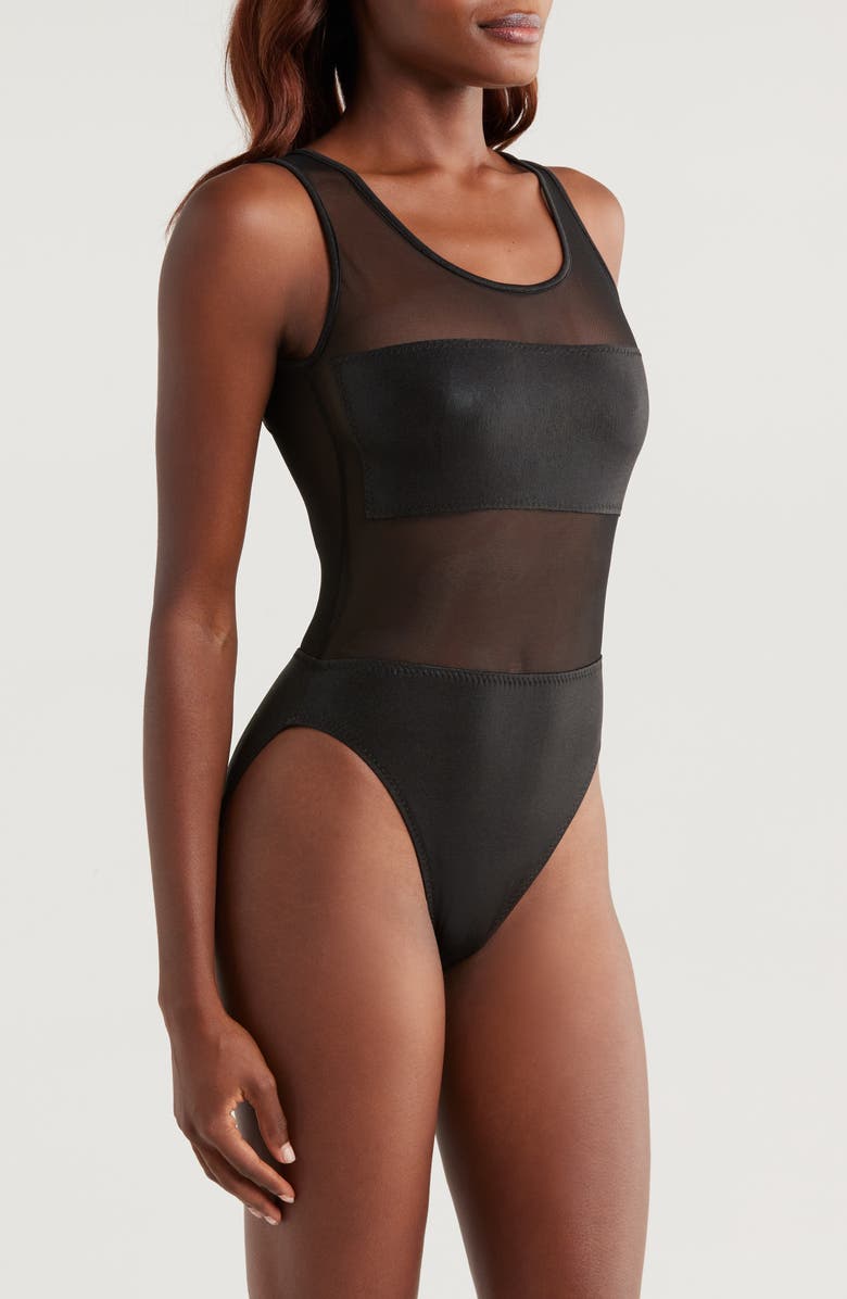 Norma Kamali Dash Dash Mesh Inset One-Piece Swimsuit, Alternate, color, 