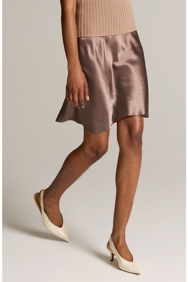Crinkled Satin Slip Miniskirt, Alternate, color, TAUPE HAZE