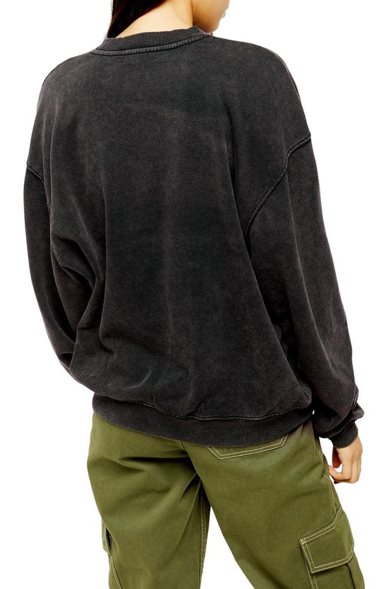 Topshop Stonewash Crew Sweatshirt, Alternate, color,