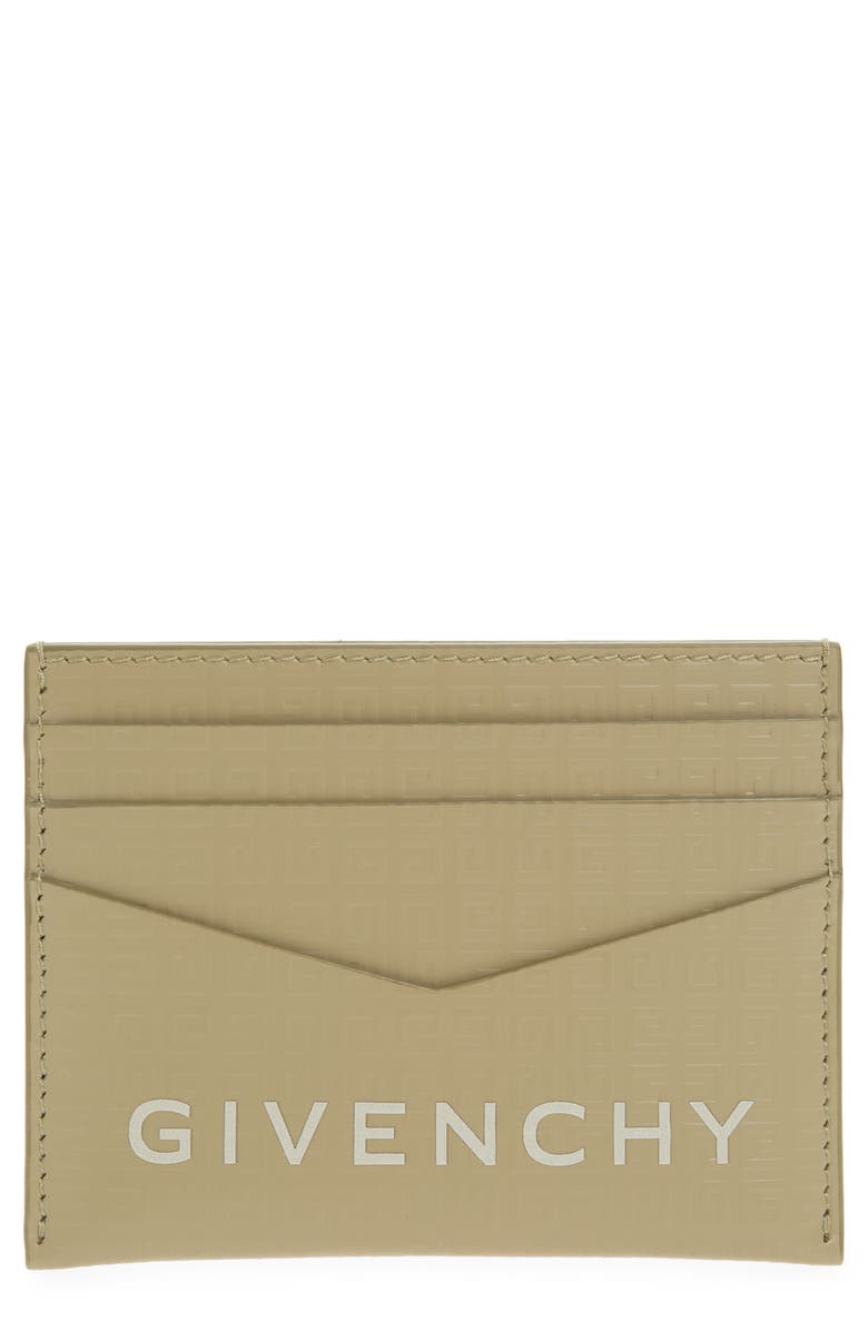 Givenchy 4G-Motif Leather Card Case, Main, color, Khaki