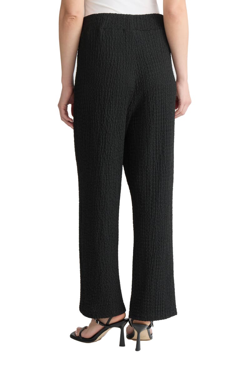 Puckered Wide Leg Pull-On Ankle Pants, Alternate, color, JONES BLACK