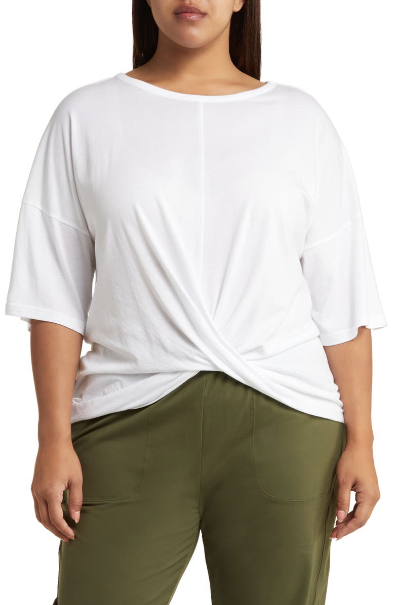 Zella Plus Twist Front T-Shirt, Main, color, 