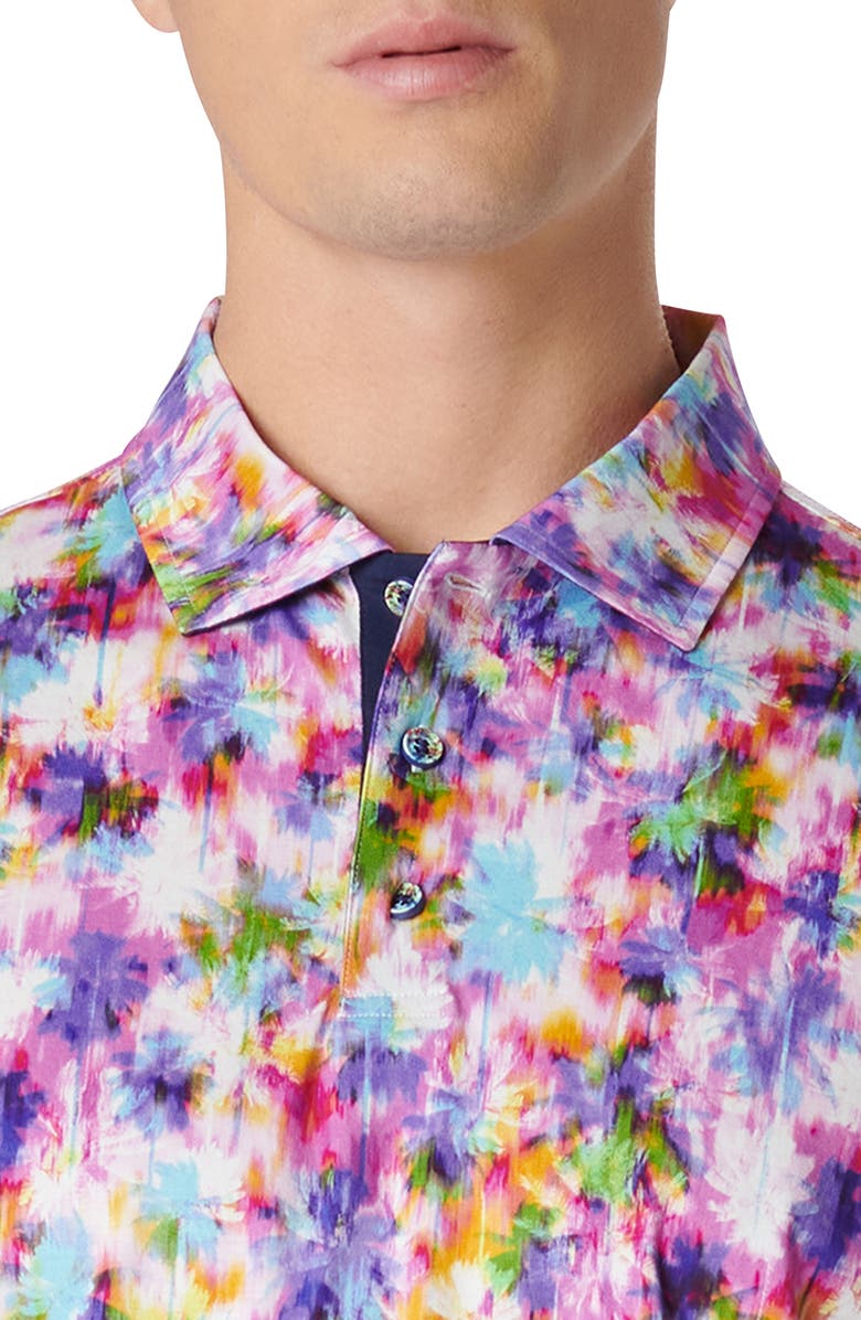 Bugatchi Hendrix Digital Watercolor Print Pima Cotton Polo, Alternate, color, Fuchsia