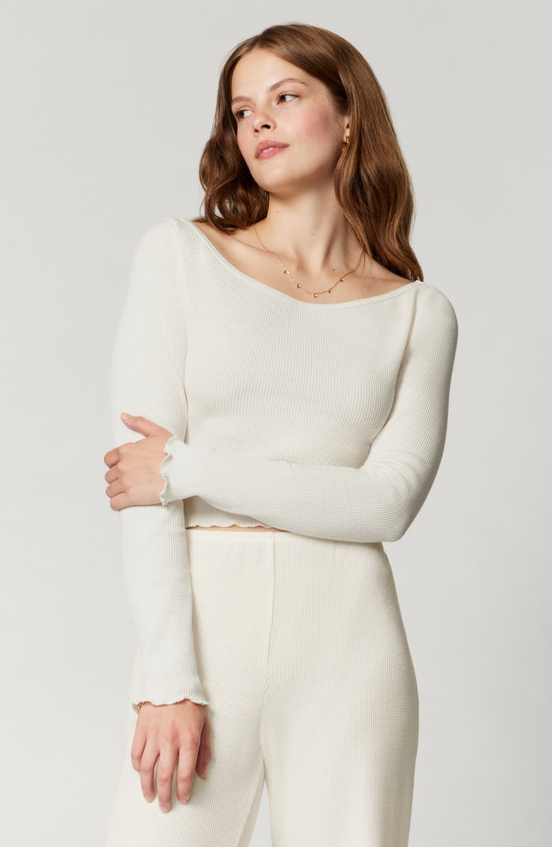 Florence by Mills Off the Shoulder Long Sleeve Crop Top, Alternate, color, Jet Stream