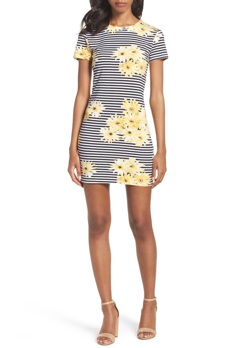 Sunflower Stripe Sheath Dress, Alternate, color, BLACK/ WHITE