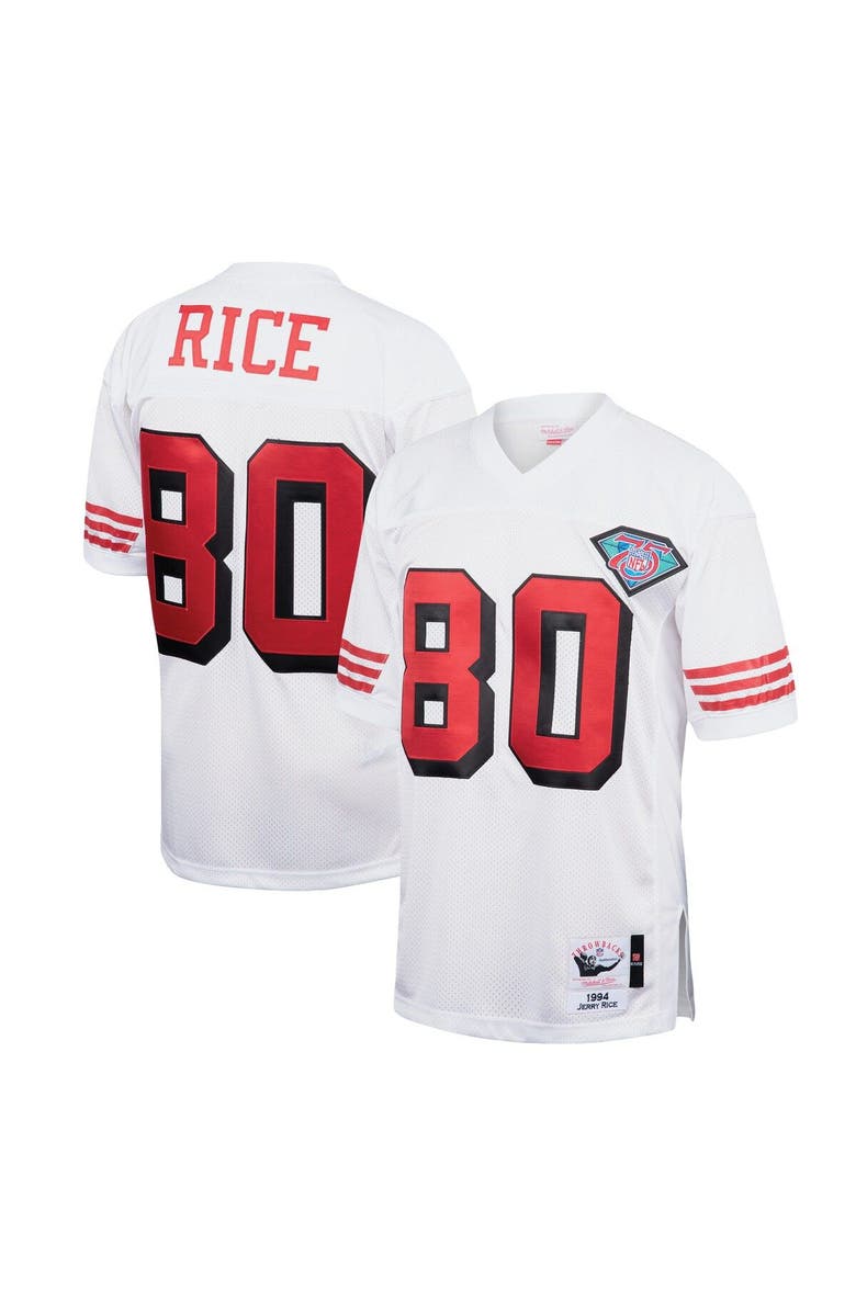 Mitchell & Ness Men's Mitchell & Ness Jerry Rice White San Francisco 49ers 1994 Authentic Throwback Retired Player Jersey, Alternate, color, 