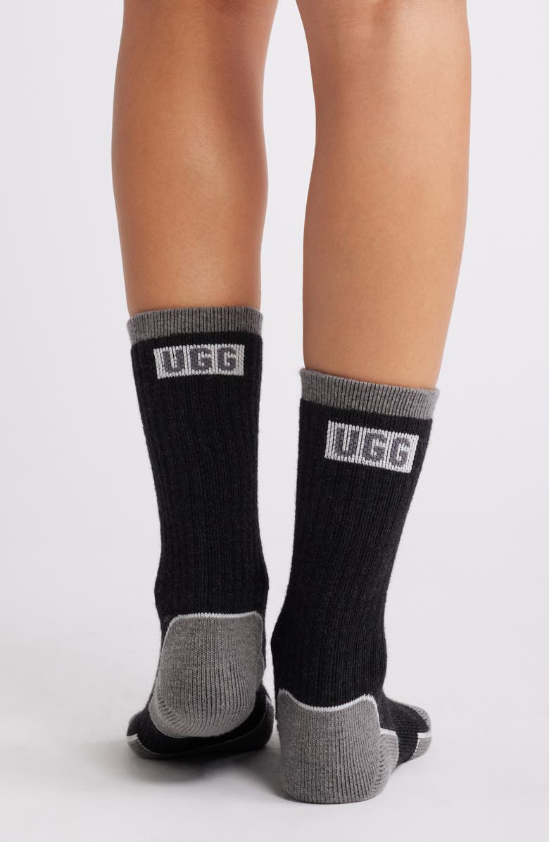 UGG<sup>®</sup> Luann Wool Blend Crew Socks, Alternate, color, Tar / Charcoal