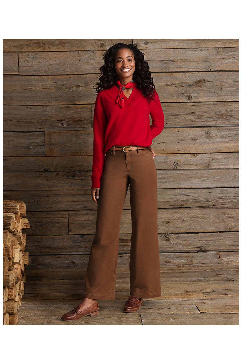 High Rise 5 Pocket Wide Leg Chino Pants, Alternate, color, Rich Ginger Brown