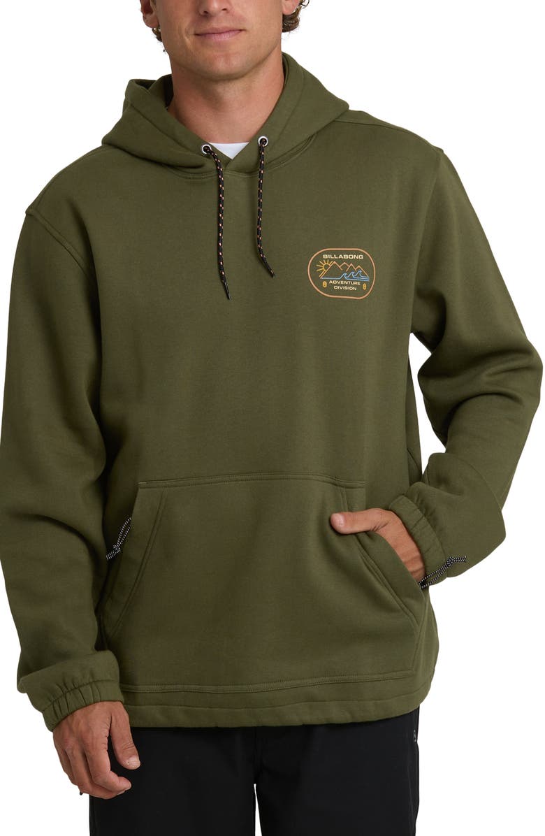 Billabong Compass A/Div Fleece Graphic Hoodie, Main, color, Winter Moss