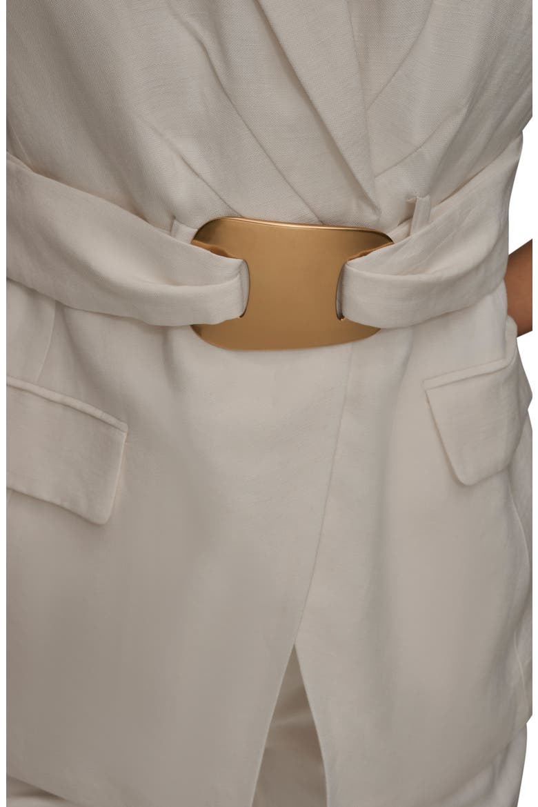 Belted Linen Blend Long Vest, Alternate, color, CREAM