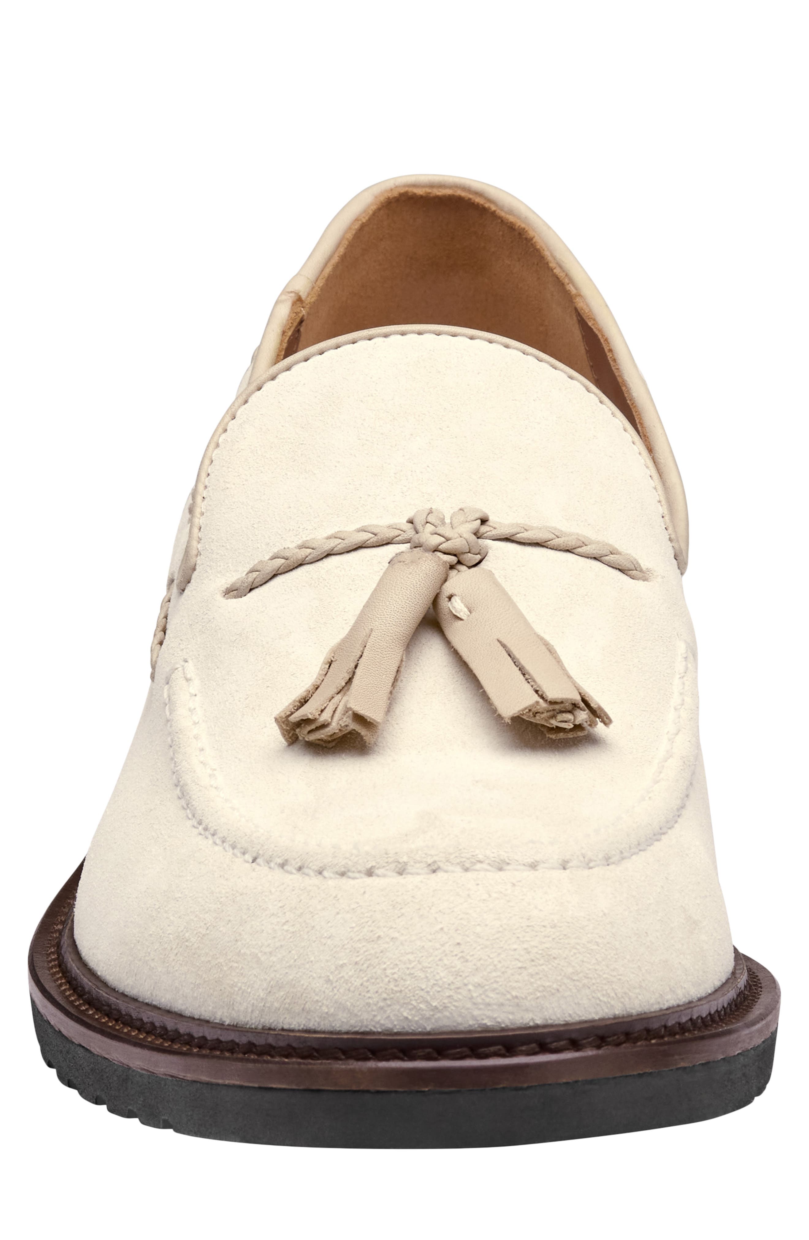 Johnston & Murphy Hartford Tassel Loafer, Alternate, color, Ivory Italian Suede