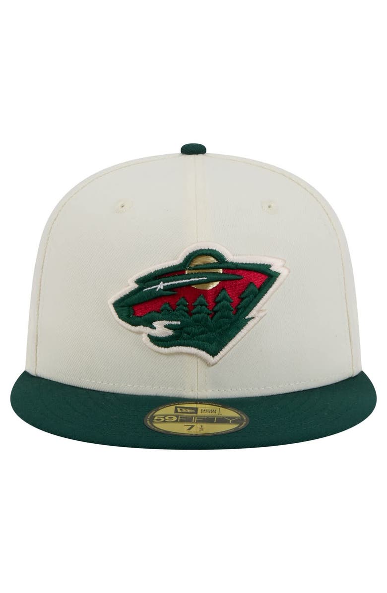 New Era Men's New Era  White Minnesota Wild Chrome Two-Toned 59FIFTY Fitted Hat, Alternate, color, 