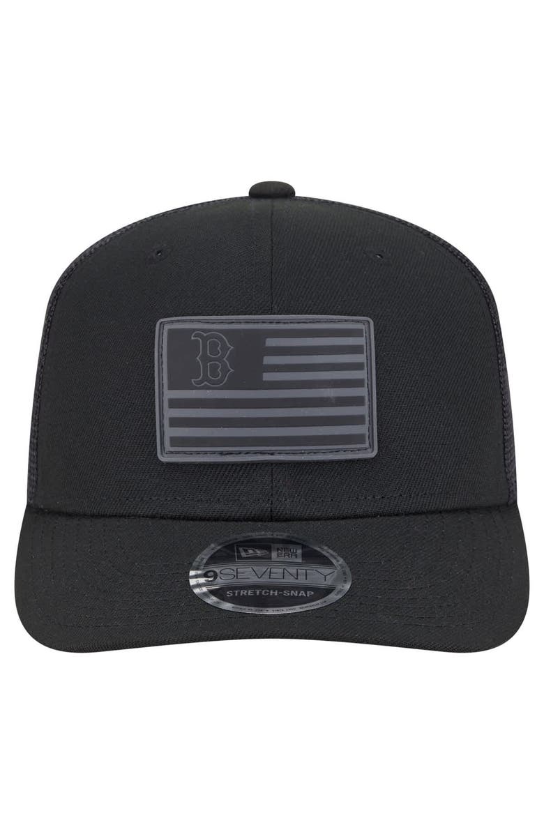 New Era Men's New Era Black Boston Red Sox Tonal Flag 9SEVENTY Stretch-Snap Hat, Alternate, color, 