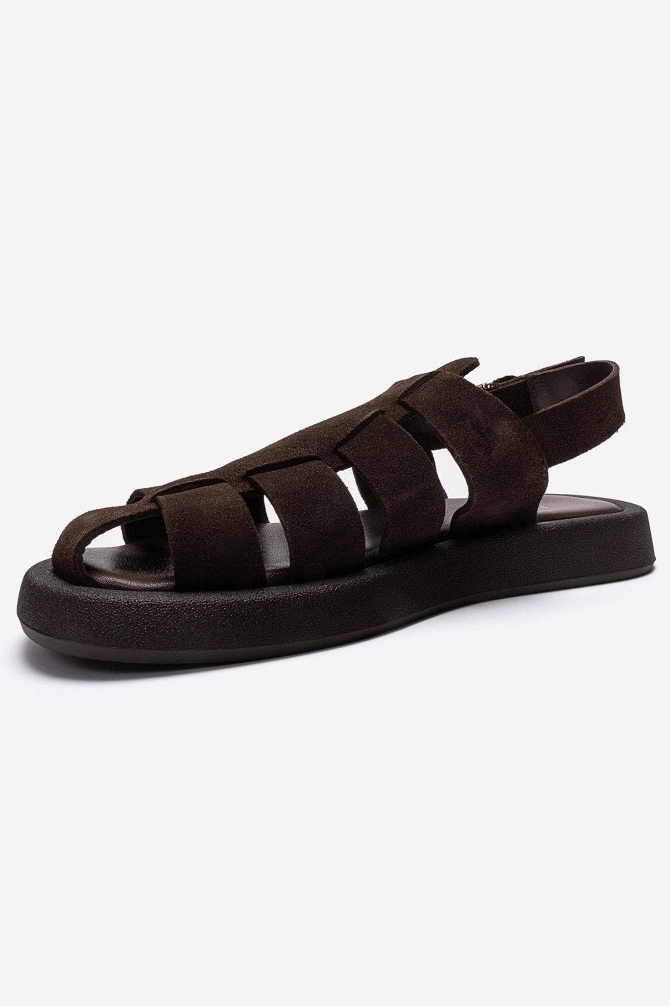 Joura Leather Sandal, Alternate, color, Brown Suede