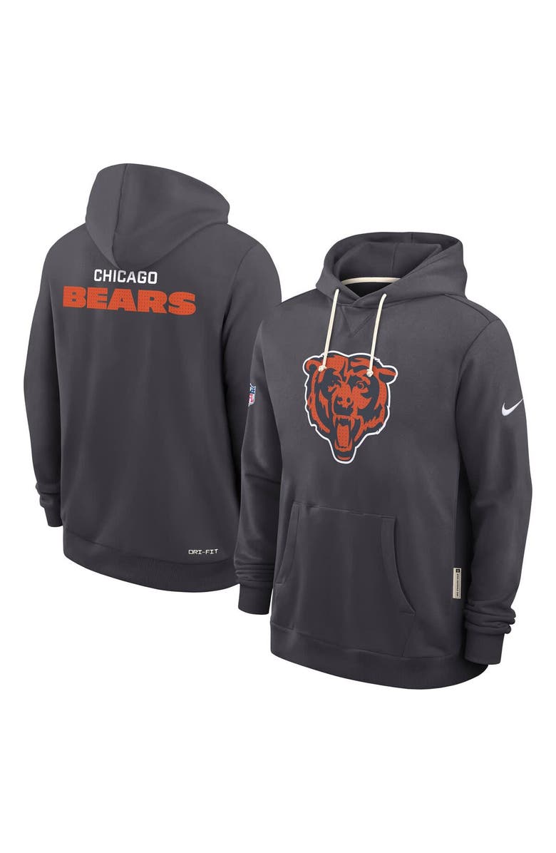 Nike Men's Nike Anthracite Chicago Bears Sideline Standard Issue Initial Home Dri-FIT Hoodie, Alternate, color, Anthracite
