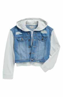 Kids' French Terry Trim Denim Jacket