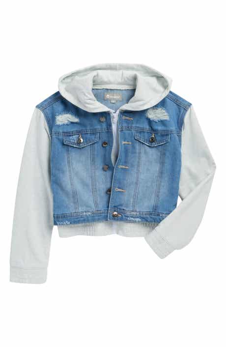 Kids' French Terry Trim Denim Jacket
