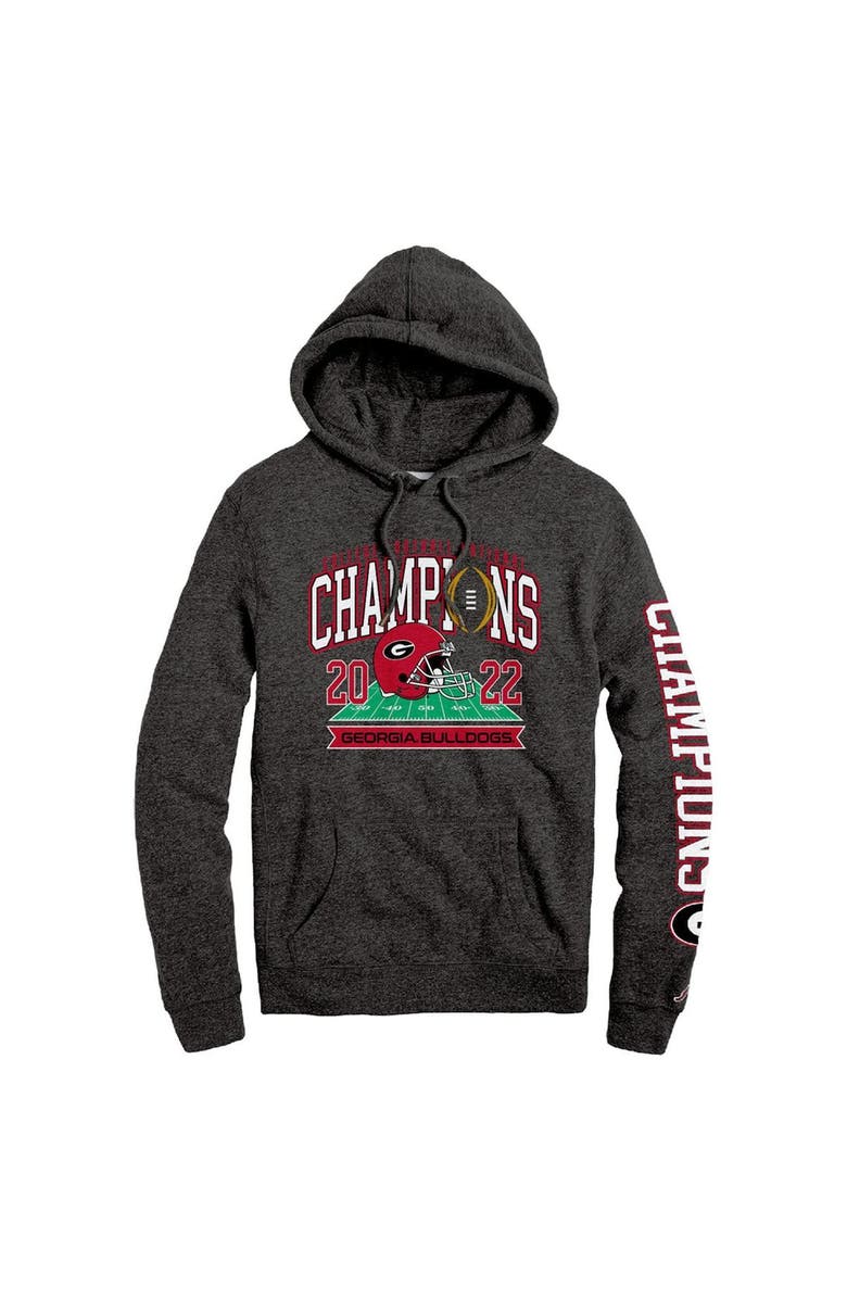 LEAGUE COLLEGIATE WEAR Men's League Collegiate Wear Heather Charcoal Georgia Bulldogs College Football Playoff 2022 National Champions Two-Hit Tri-Blend Pullover Hoodie, Alternate, color, 