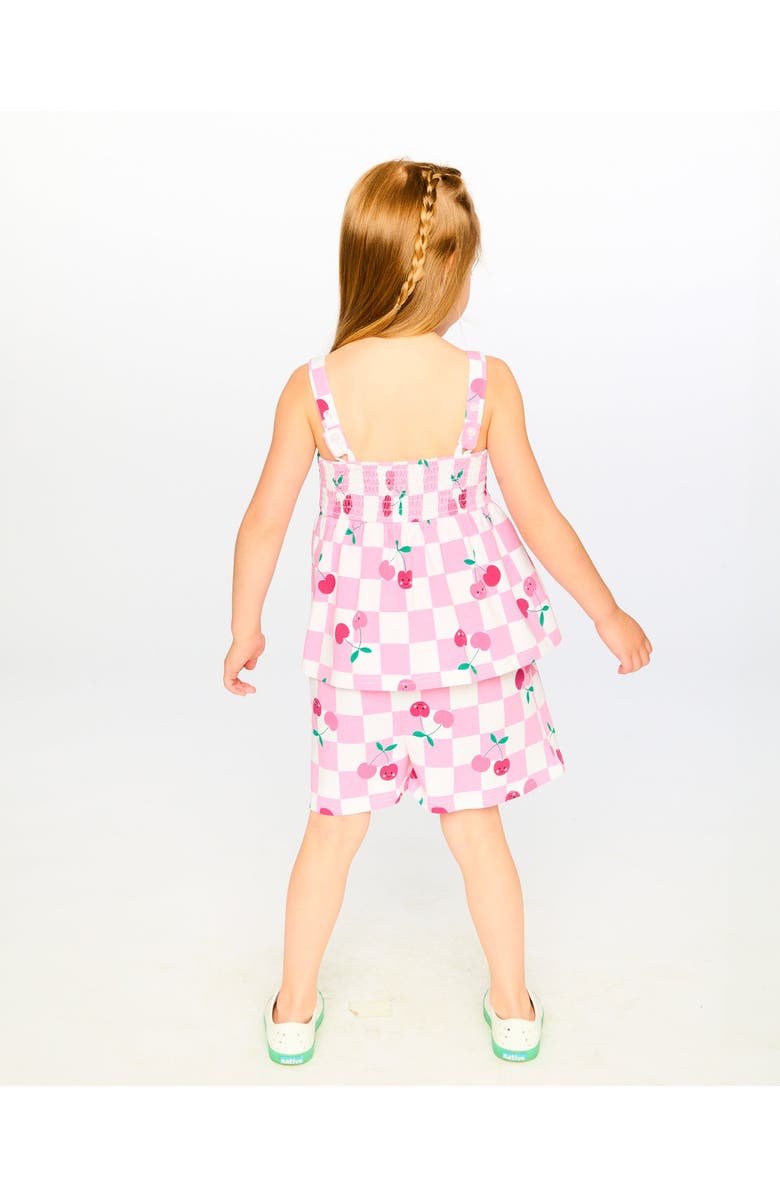 Deux par Deux Organic Cotton Jersey Cherries Sleeveless Romper, Alternate, color, Pink Printed Cherries