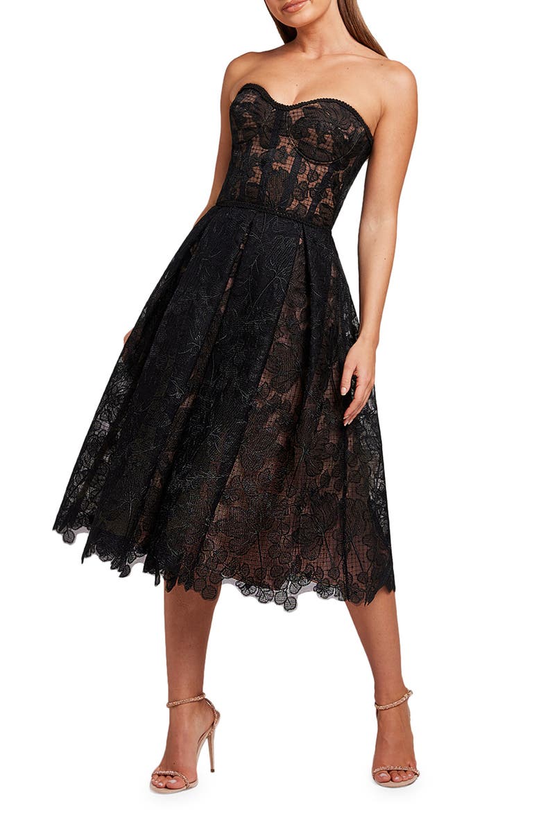 NADINE MERABI Olivia Strapless Lace Dress, Main, color, 