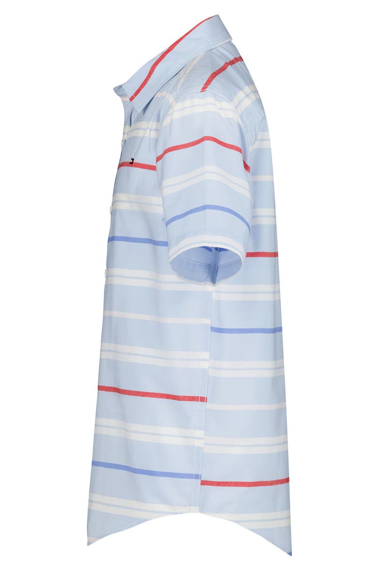 Kids' American Stripe Short Sleeve Button-Up Shirt, Alternate, color, CHAMBRAY BLUE