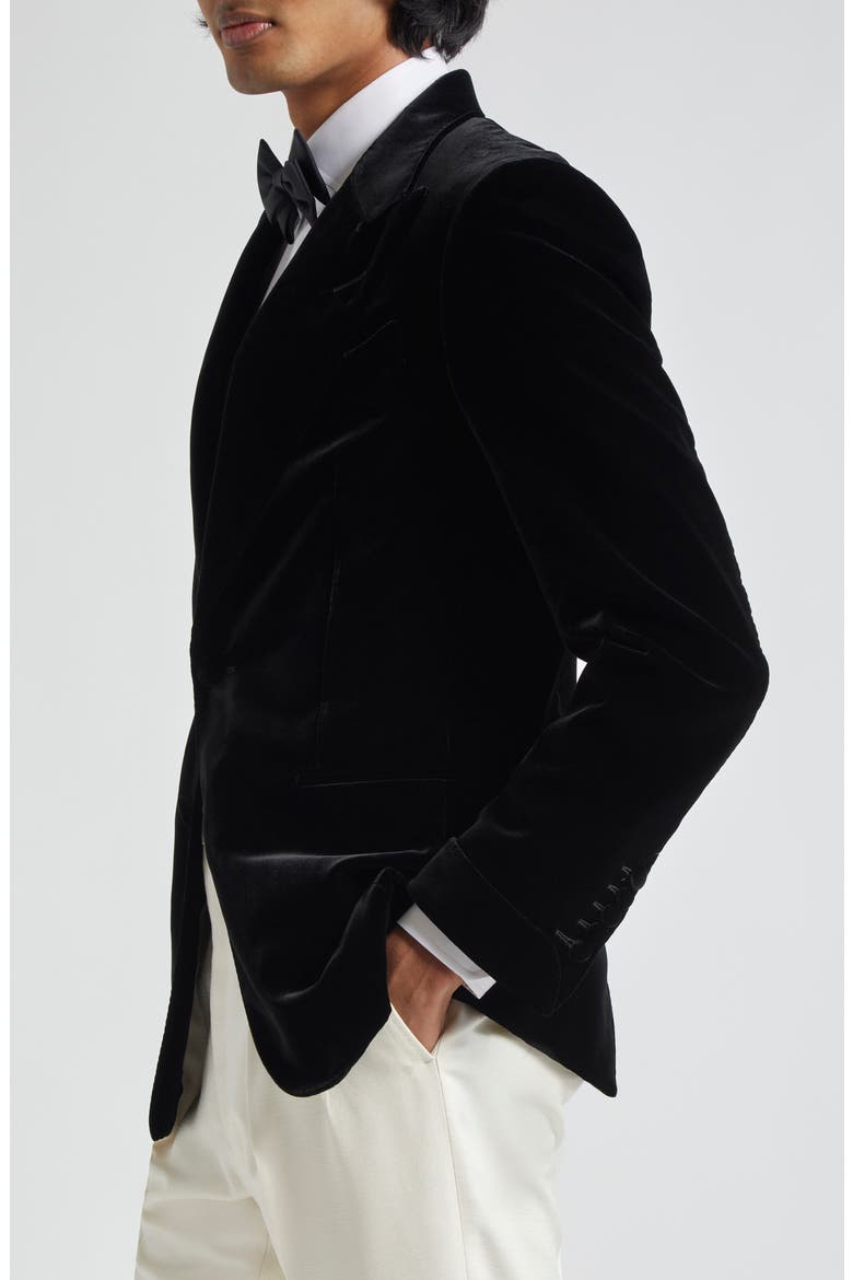 Shelton Fluid Velvet Cocktail Jacket, Alternate, color, BLACK