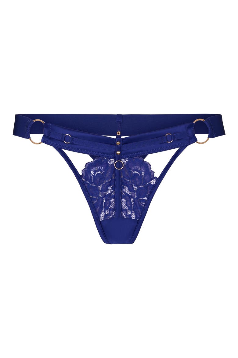 Emmeline Lace Strappy Thong, Alternate, color, CLEMATIS BLUE