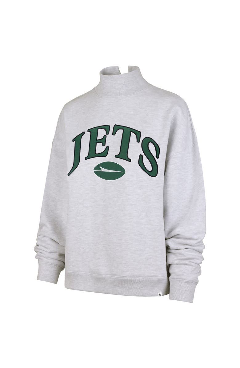 '47 Women's '47 Heather Gray New York Jets Vantage Mock Neck Pullover Sweatshirt, Alternate, color, Heather Gray