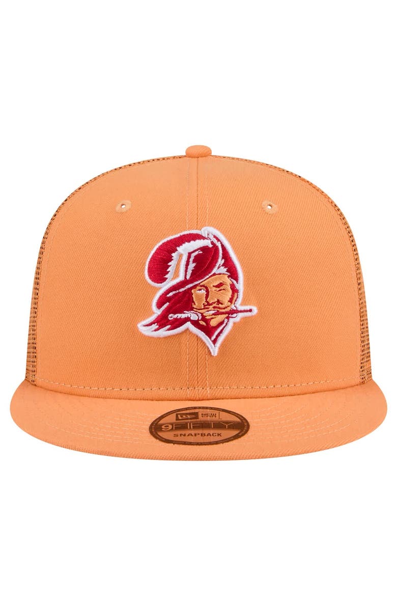 New Era Men's New Era Orange Tampa Bay Buccaneers Throwback Main Trucker 9FIFTY Snapback Hat, Alternate, color, 