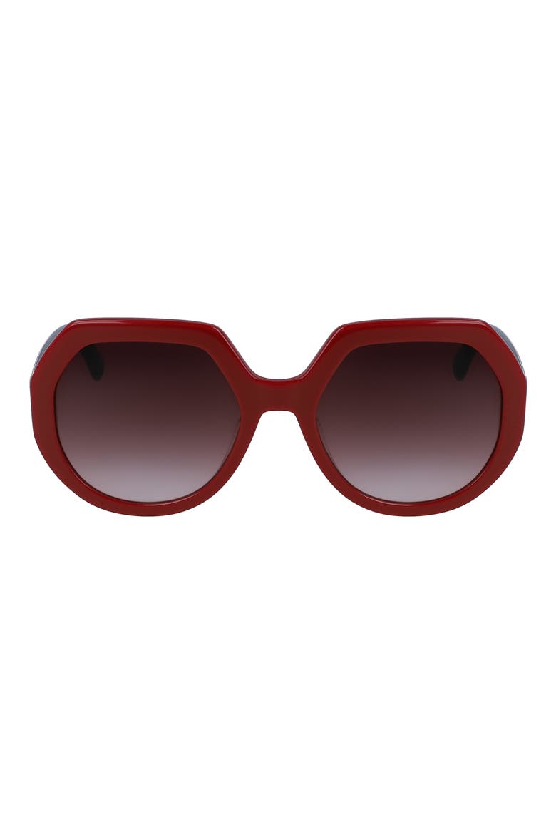55mm Gradient Geometric Sunglasses, Main, color, BRICK
