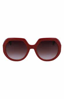 Longchamp 55mm Gradient Geometric Sunglasses