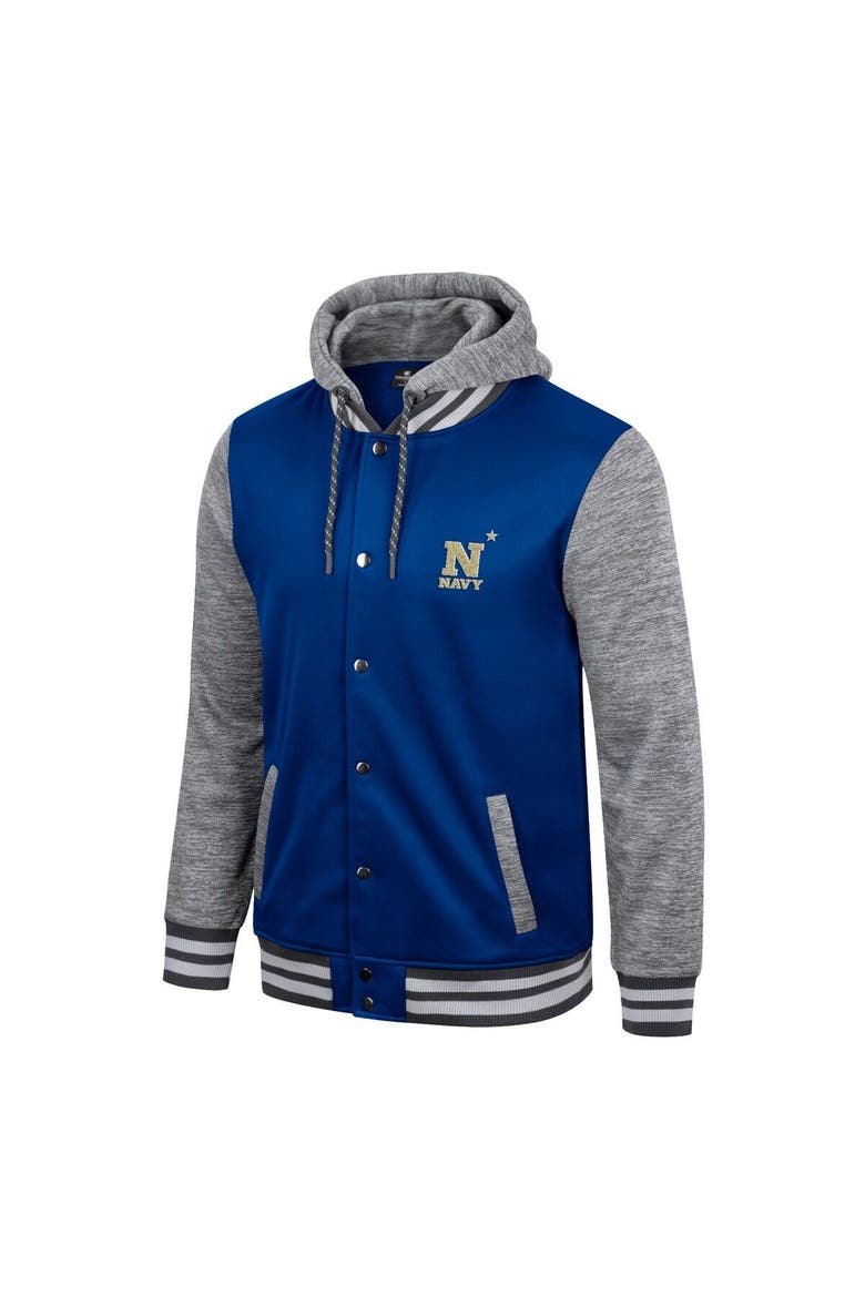Men's Colosseum Navy Navy Midshipmen Robinson Hoodie Full-Snap Jacket, Alternate, color, Navy