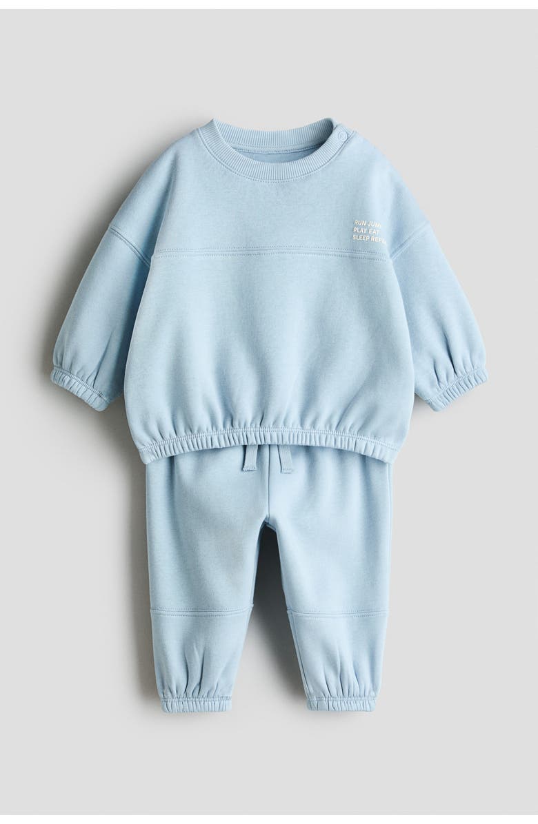 H&M 2-piece Sweatshirt Set, Main, color, Light Blue/Run Jump