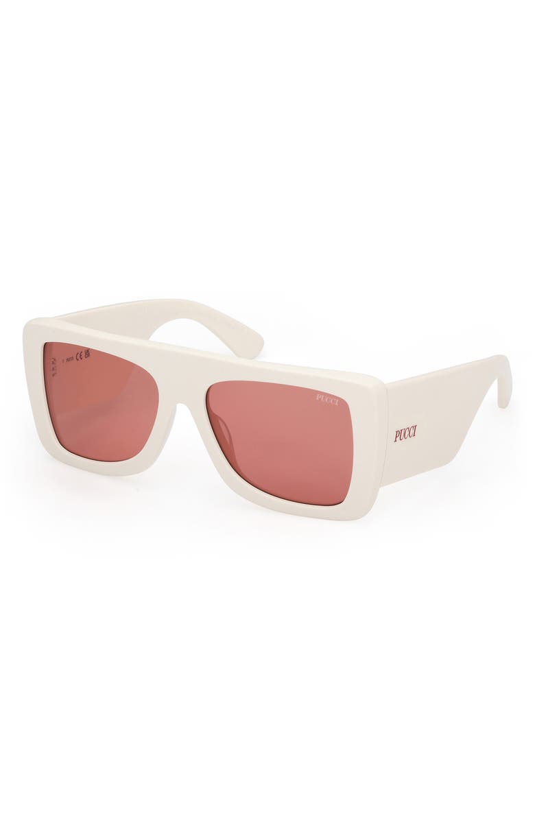 Emilio Pucci 56mm Square Sunglasses, Alternate, color, White / Bordeaux
