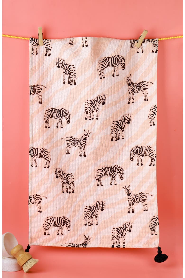 Whimsical Zebra Set of 3 Kitchen Towels, Alternate, color, BLACK/ WHITE/ BEIGE