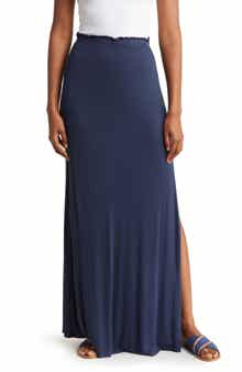 GO COUTURE One Slit Ruffle Maxi Skirt