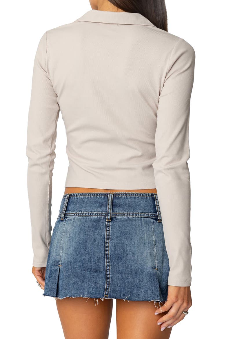 Darin Button-Up Rib Crop Top, Alternate, color, LIGHT-GRAY