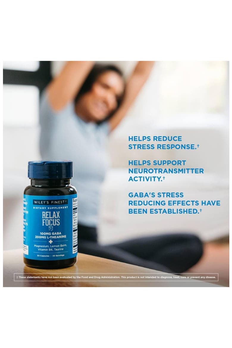 Daily Supplement for Stress Support with L-Theanine, GABA, Vitamin B6 & Magnesium - 30 Capsules, Alternate, color, None