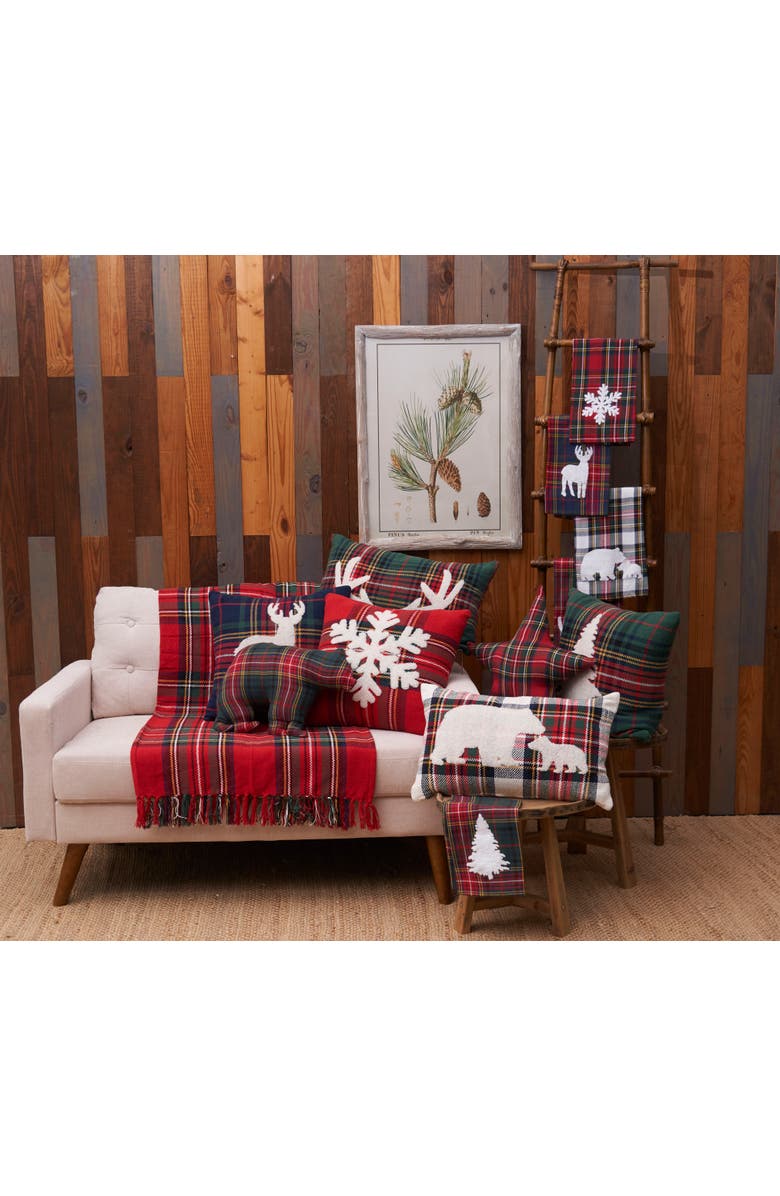 C&F Home Plaid Bear Shaped Throw Pillow, 13.5" x 20", Alternate, color, Red