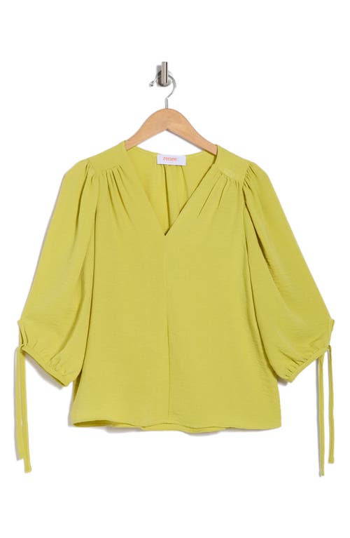 Shop Renee C Ditsy Puff Sleeve Blouse In Dark Citron