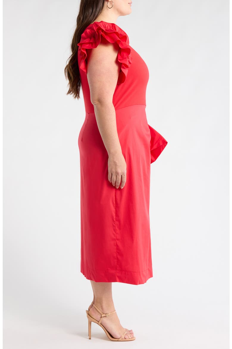 Glow Ruffle Midi Dress, Alternate, color, RED