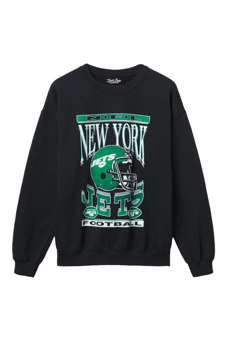 New York Jets Helmet Flea Market Crewneck Sweatshirt, Main, color, BLACK