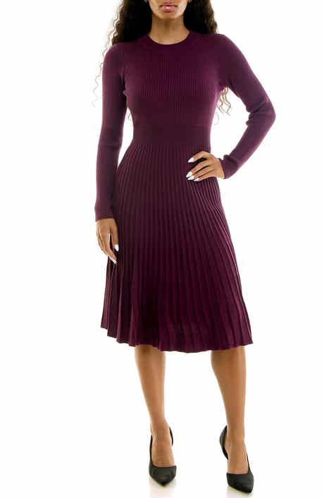 Ribbed Long Sleeve Sweater Dress