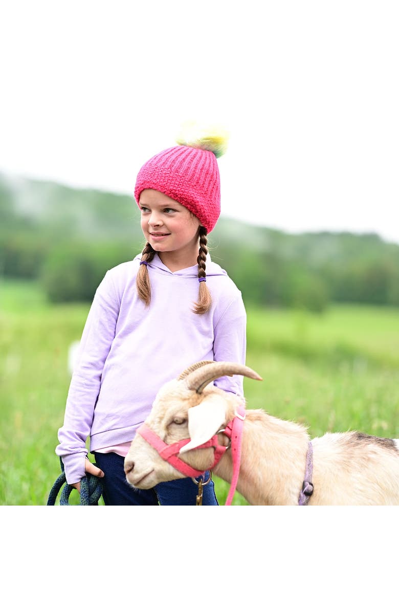 Turtle Fur Kids Suzie Pom Winter Hat, Alternate, color, Hottie Pink