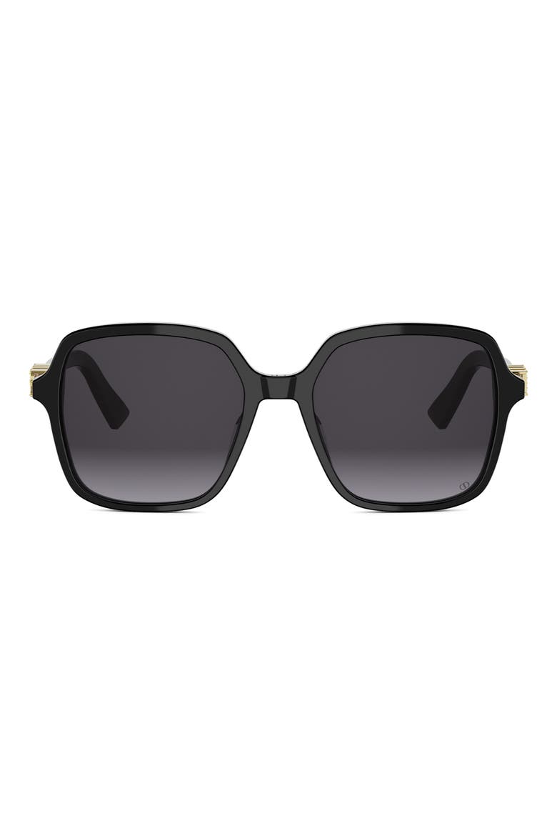 'DiorTreasure S1I 54mm Square Sunglasses, Main, color, SHINY BLACK / GRADIENT SMOKE