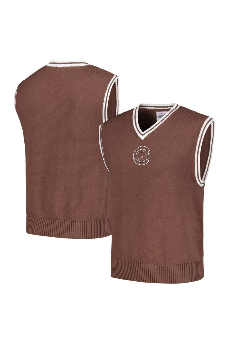 Men's PLEASURES  Brown Chicago Cubs Knit V-Neck Pullover Sweater Vest, Main, color, Brown
