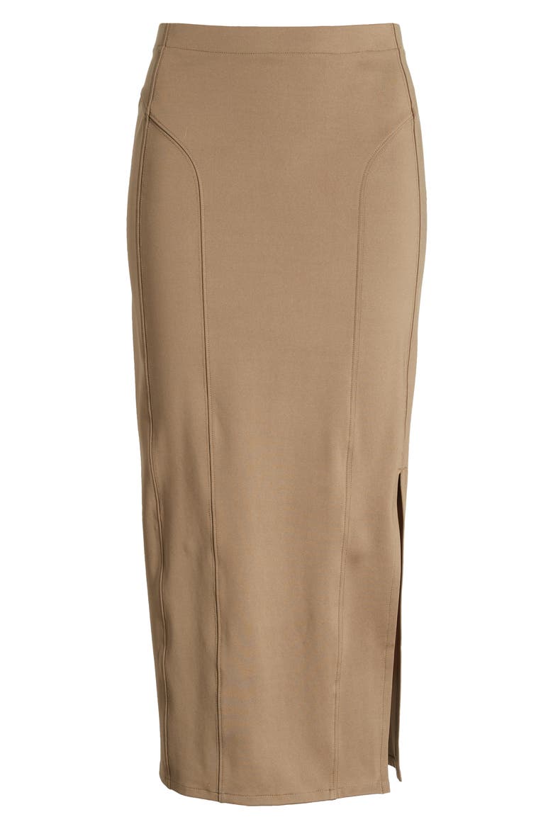 High Waist Midi Skirt, Alternate, color, BROWN TEAK