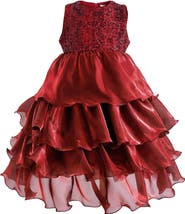 Tulleen Sequin & Tiered Organza Dress